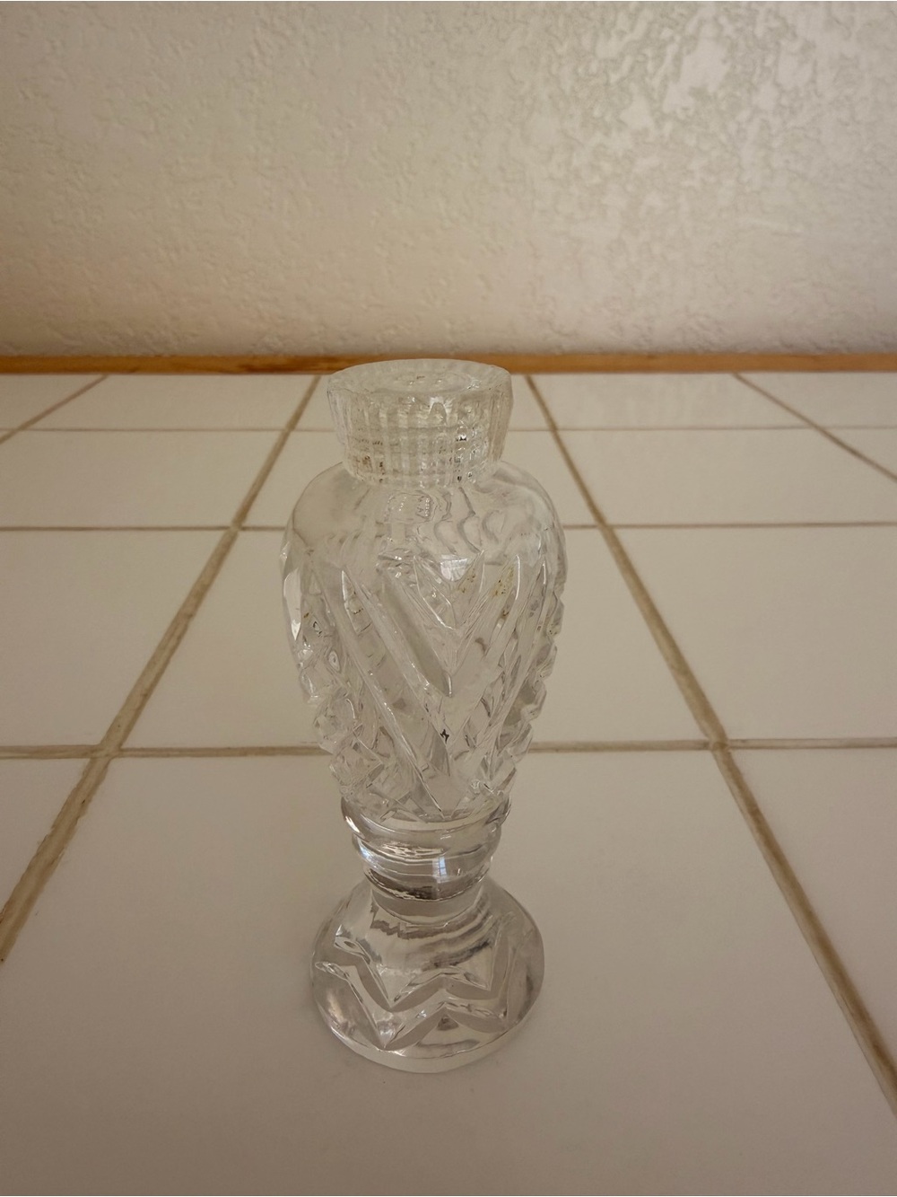 Vintage Bohemian Czech Crystal Clear Cut Salt OR Pepper Shaker
